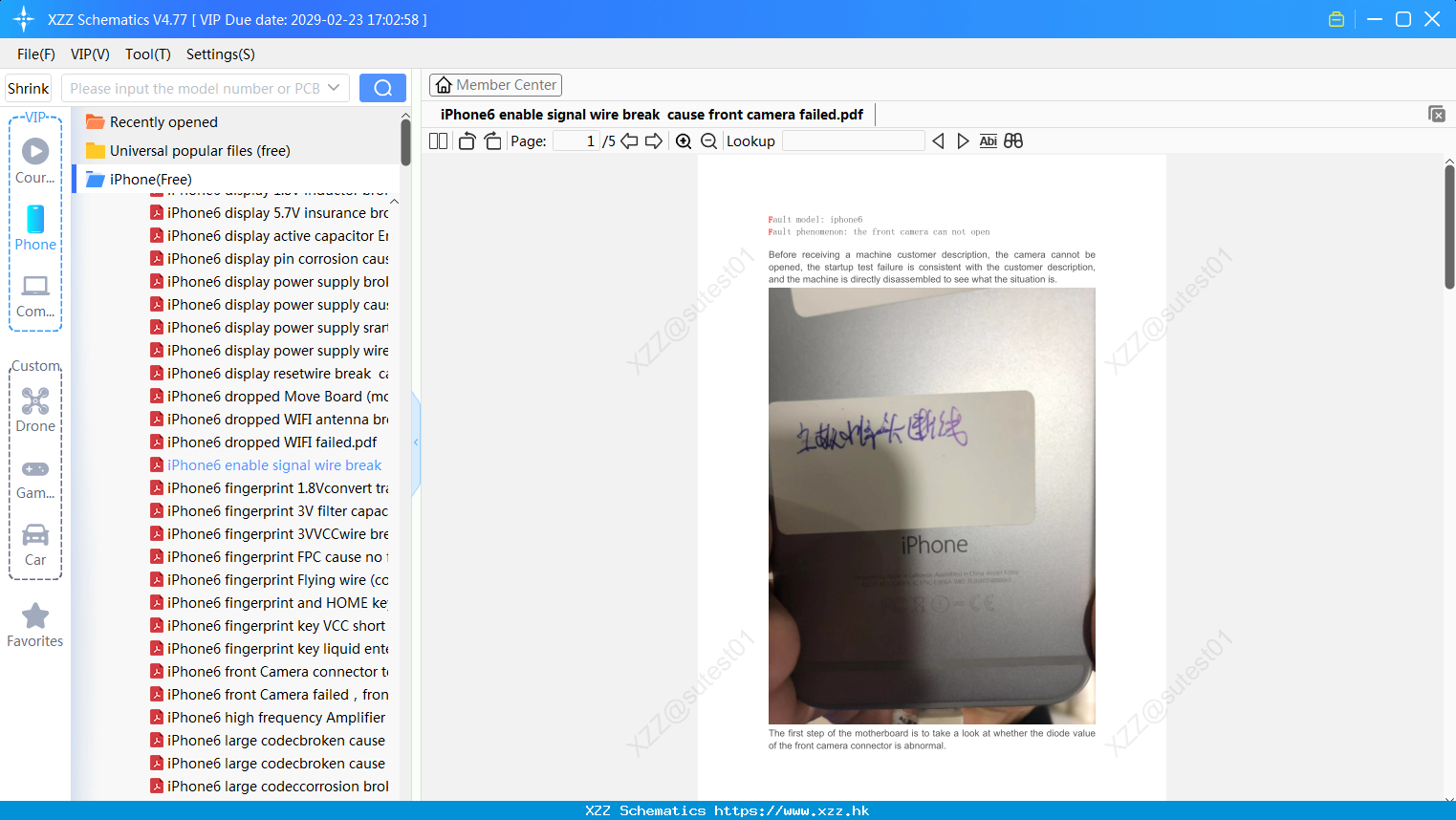 IPhone6 Enable Signal Wire Break Cause Front Camera Failed